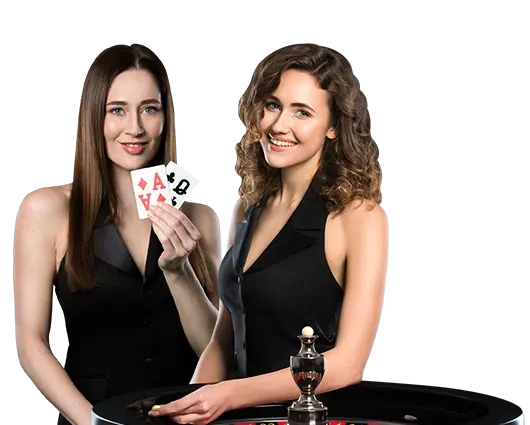 Two National Casino live dealers at the card table