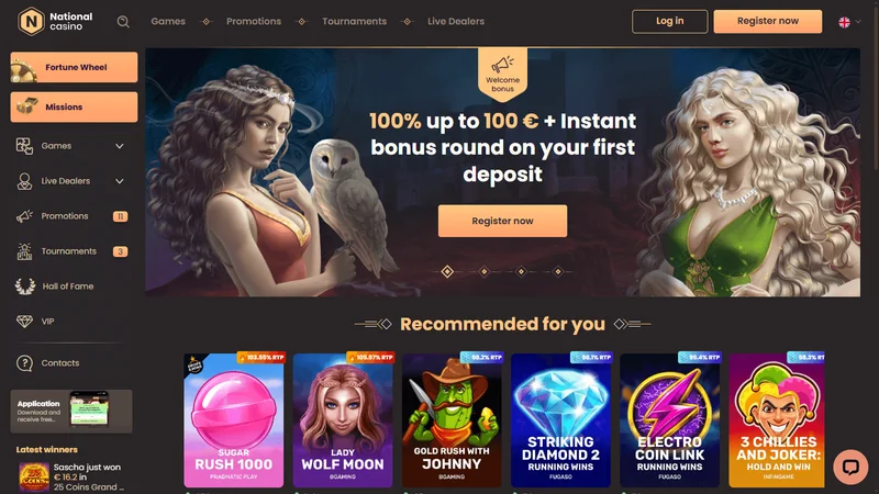 National Casino welcome bonus